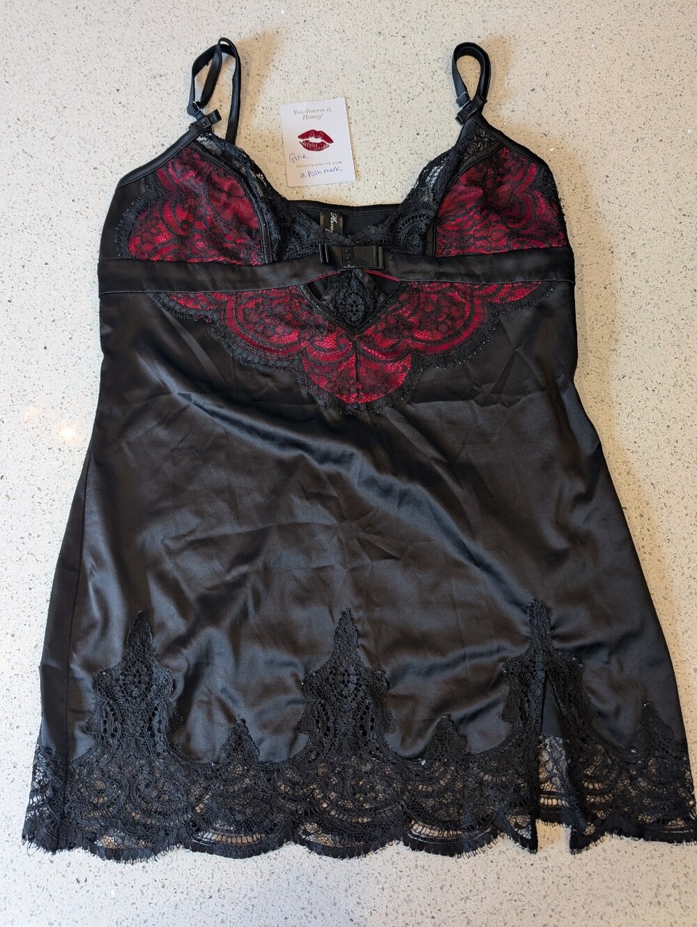 Honey Birdette Sophia Sin black/red chemise M